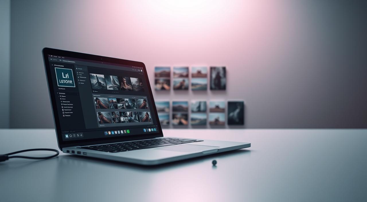 A digital lightroom workflow unfolds before the viewer, showcasing the step-by-step process of photo development. In the foreground, a sleek, modern laptop displays the Lightroom interface, the cursor meticulously navigating through the various editing tools and panels. The middle ground features a collection of high-resolution digital photos, neatly arranged, ready to be refined and enhanced. In the background, a soft, muted gradient evokes a sense of digital tranquility, complementing the precise, technological nature of the scene. Subtle ambient lighting casts a warm, contemplative glow, emphasizing the thoughtful, deliberate nature of the digital darkroom experience. The overall composition conveys a harmonious balance between the technical and the creative, capturing the essence of the Lightroom workflow.
