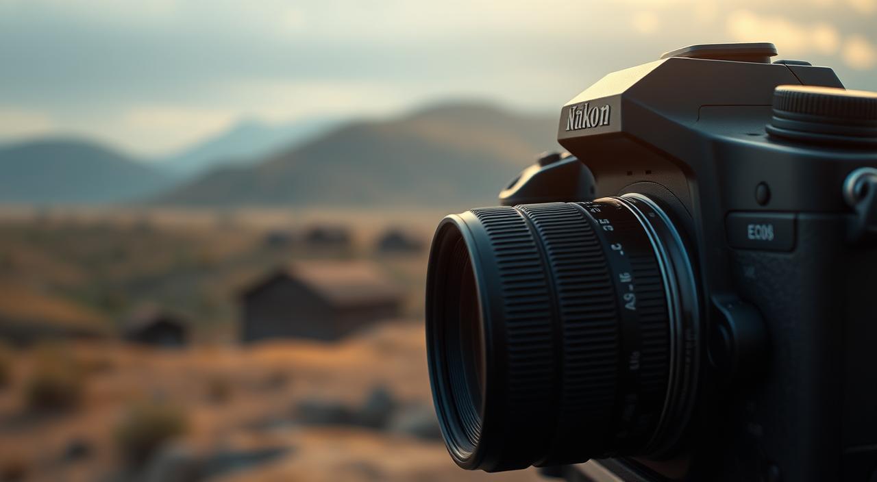 A professional-grade DSLR camera with a high-quality prime lens is positioned in the foreground, capturing the scene with precision and clarity. The camera's aperture is set to a narrow f-stop, creating a shallow depth of field that gently blurs the background. Soft, directional lighting illuminates the camera, emphasizing its elegant, metallic form. In the middle ground, the subject matter comes into focus - a carefully composed landscape or still life, its details crisp and well-defined. The background is atmospheric, with subtle gradients and textures that provide depth and visual interest without distracting from the primary subject. The overall scene conveys a sense of technical mastery, artistic intention, and the importance of accurate focus in creating compelling, professional-quality photographs.